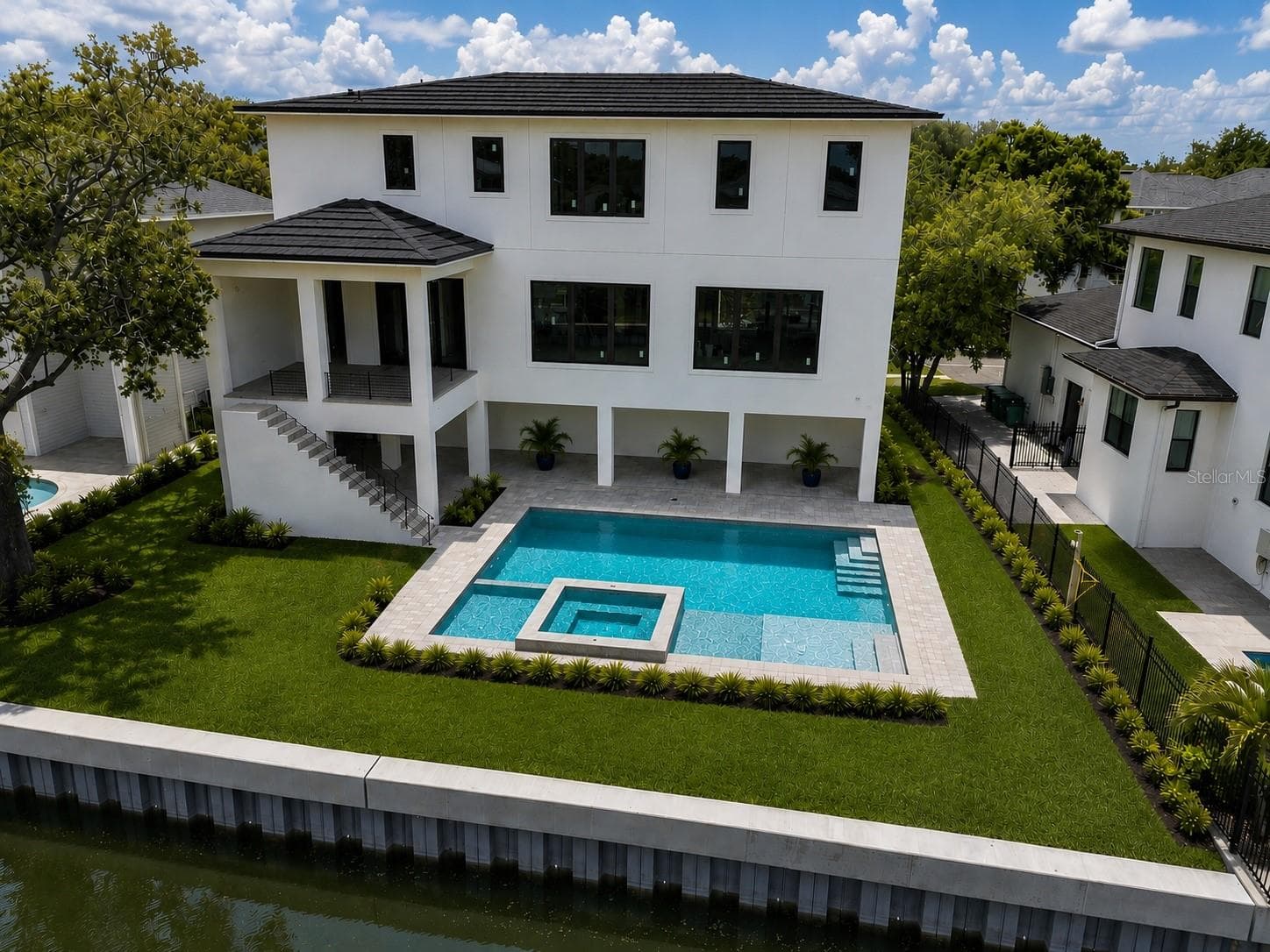 Ex AI Rendering Aerial View of Back/Canal - 654 GENEVA PL, TAMPA