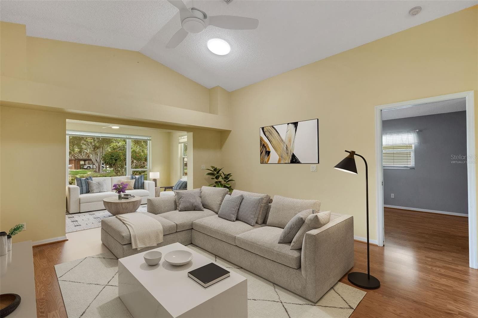 Virtually Staged Living Room - 4430 FERN DR, BRADENTON