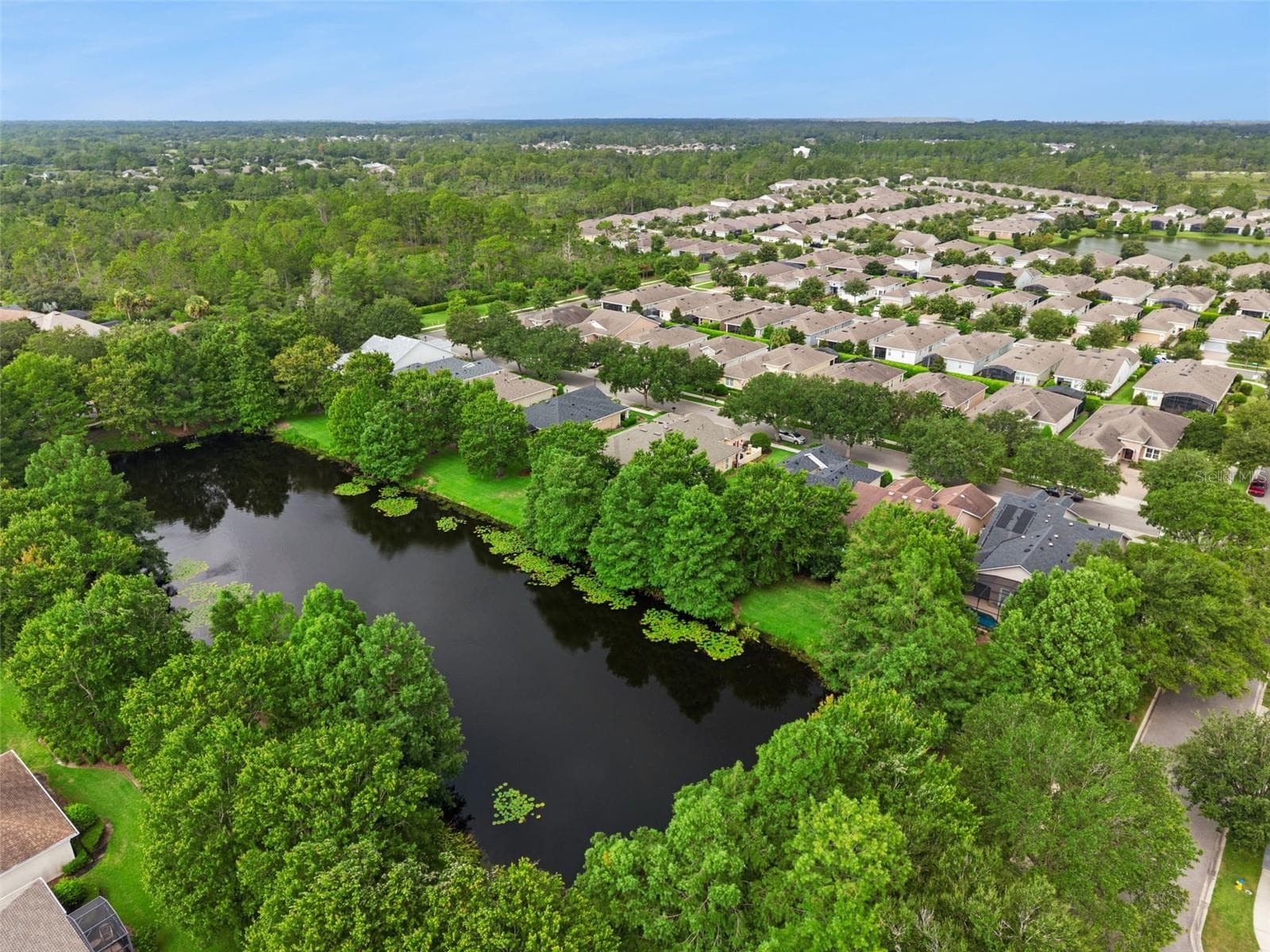 Aerial view of the Pond that is behind the home - 1381 ABBOT WAY, DELAND