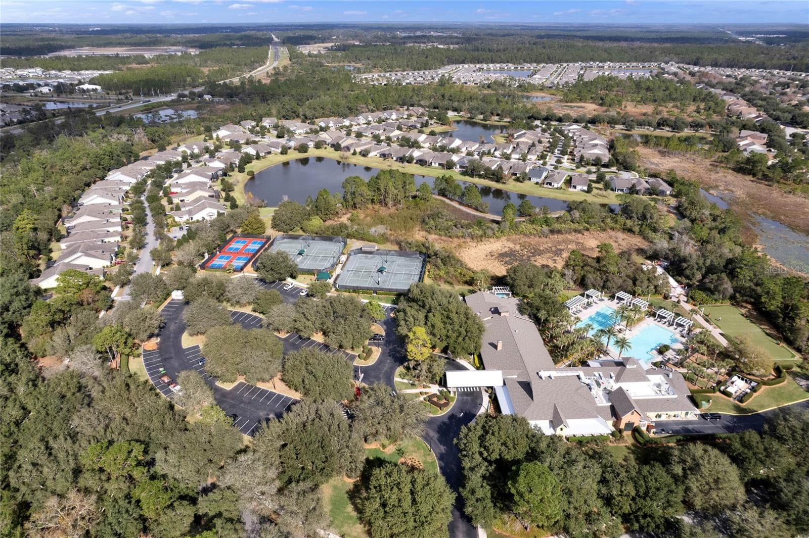 Aerial view of the Victoria Gardens private clubhouse amenties - 1381 ABBOT WAY, DELAND