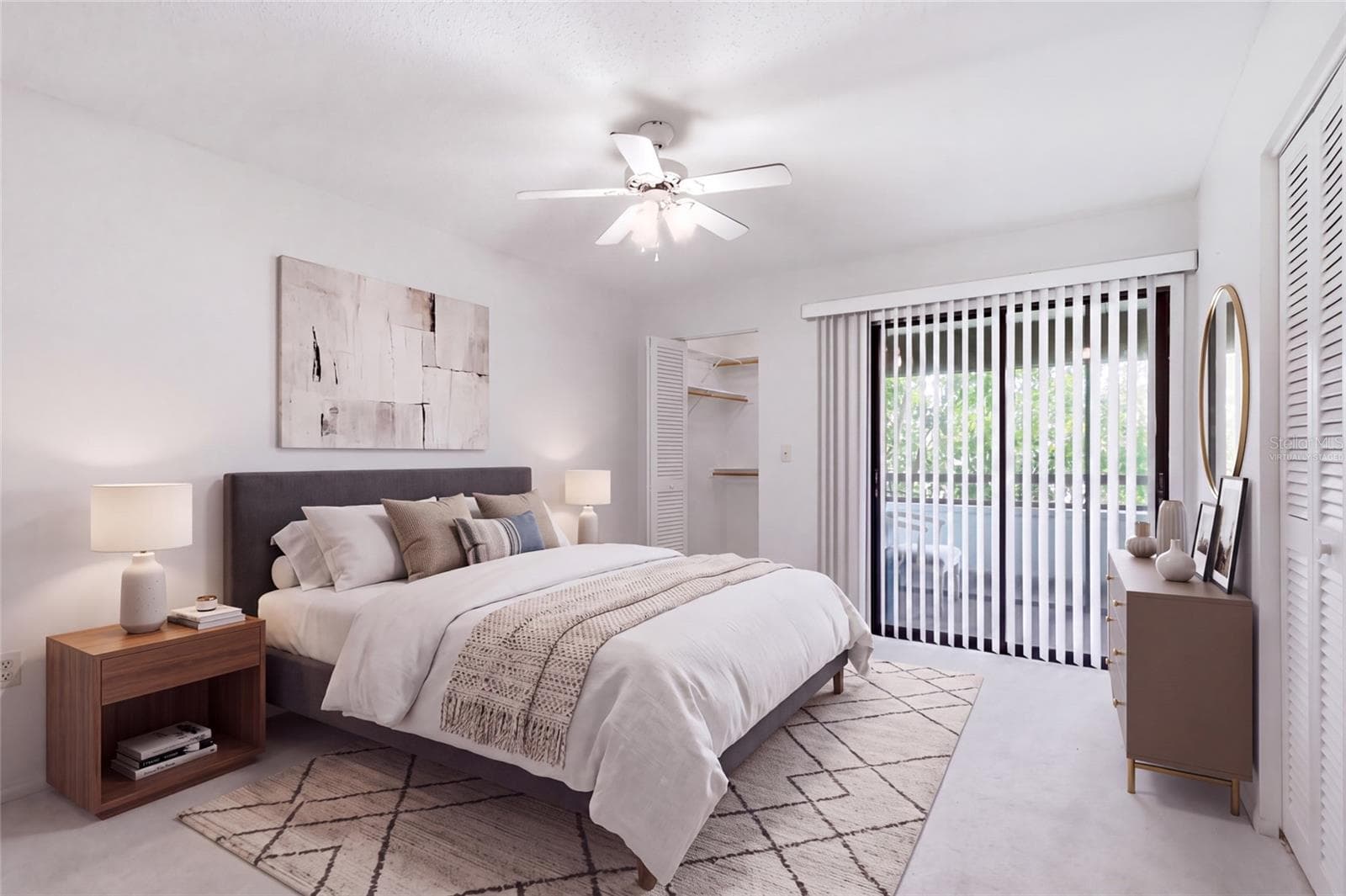 Virtually staged primary bedroom - 3500 EL CONQUISTADOR PKWY #332, BRADENTON