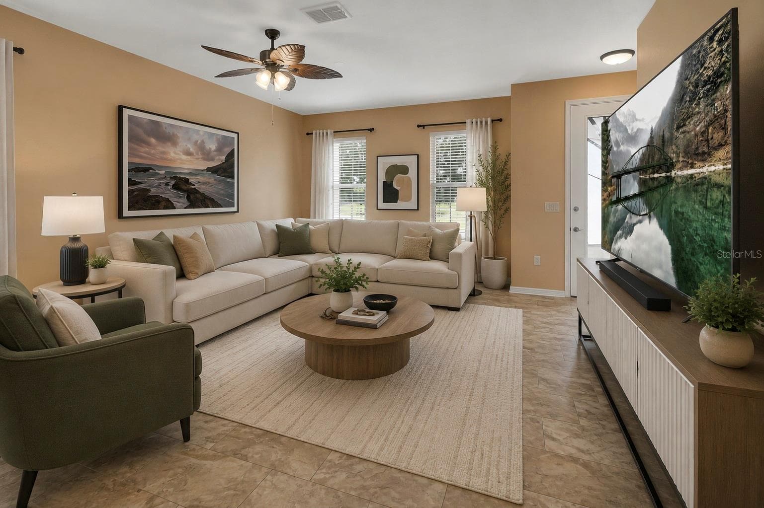 Staged living room - 337 ORCHARD HILL ST, DELAND