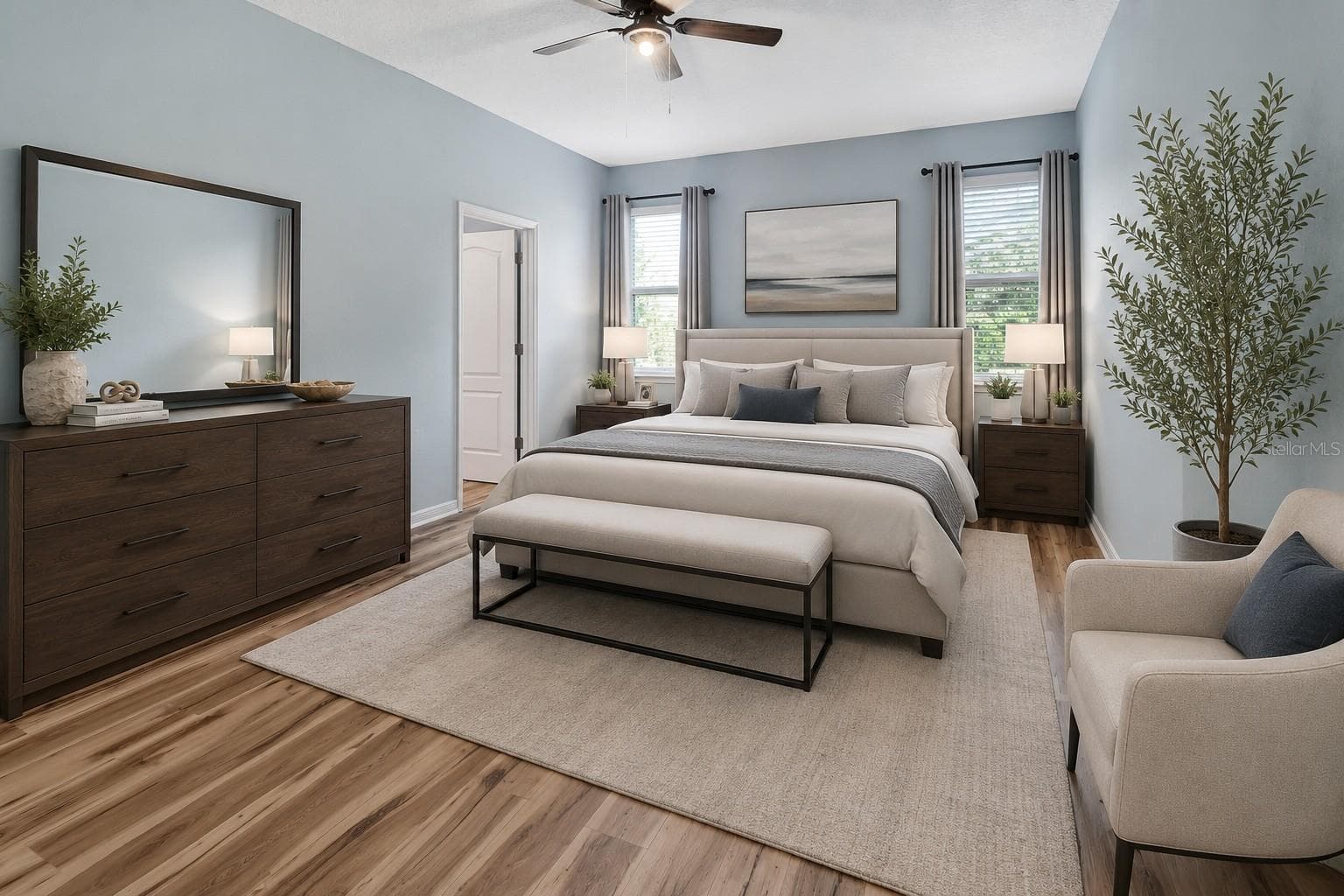 Staged primary bedroom - 337 ORCHARD HILL ST, DELAND