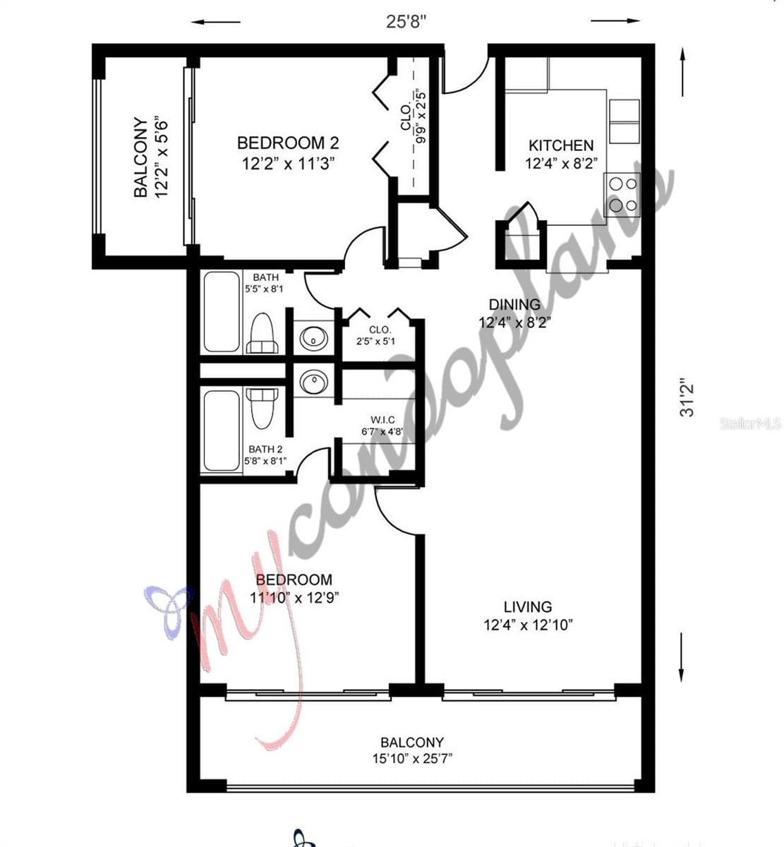 Floor plan. - 51 ISLAND WAY #311, CLEARWATER BEACH