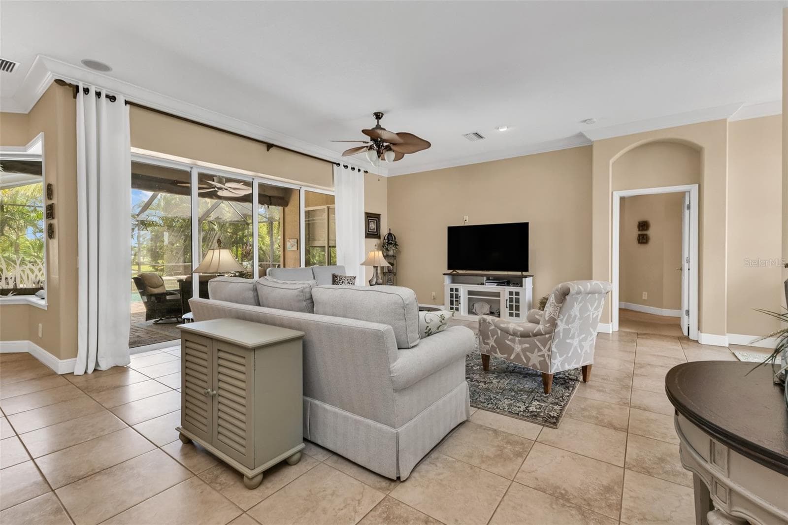 Great Room, Tile Flooring and 10 Ft Ceilings - 24228 PEPPERCORN RD, PUNTA GORDA