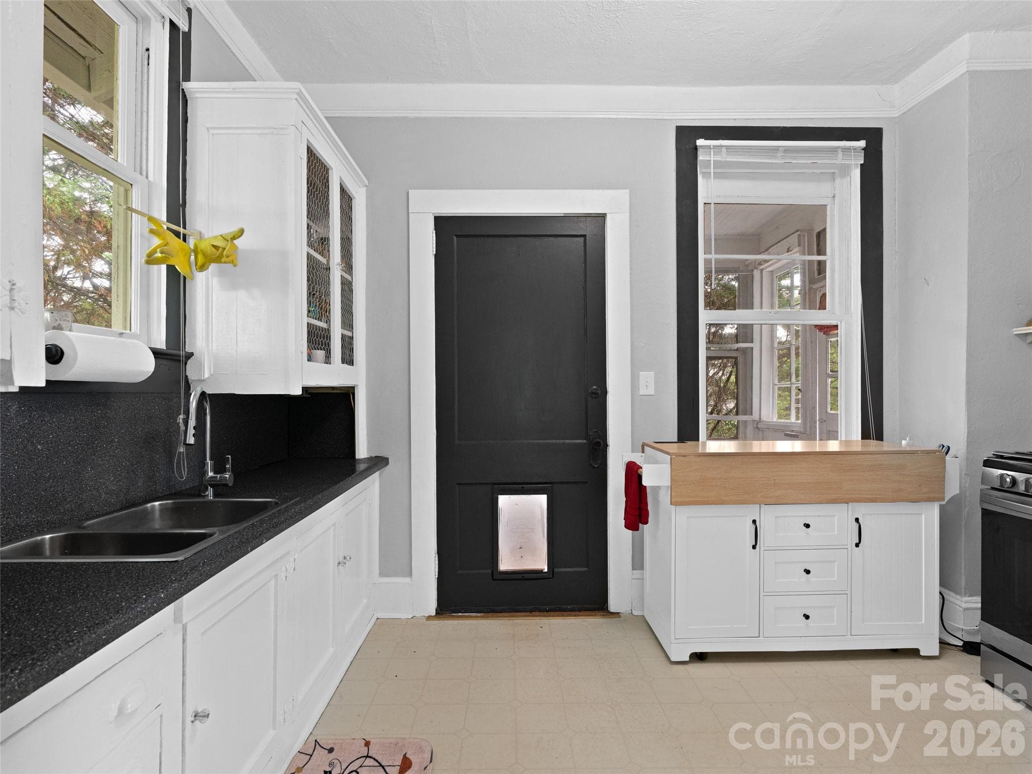 Upper Level Kitchen, Door to Back Porch - 111-113 Stewart Street, Hendersonville