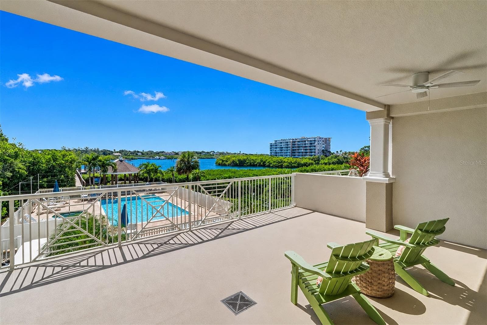 ... View From Large 30' x 20' Balcony. Room to Relax.. Only 6 out of 30 Terraces have the Extended Size. Relax and watch the Boats & Aquatic life.. - 19519 GULF BLVD #202, INDIAN SHORES