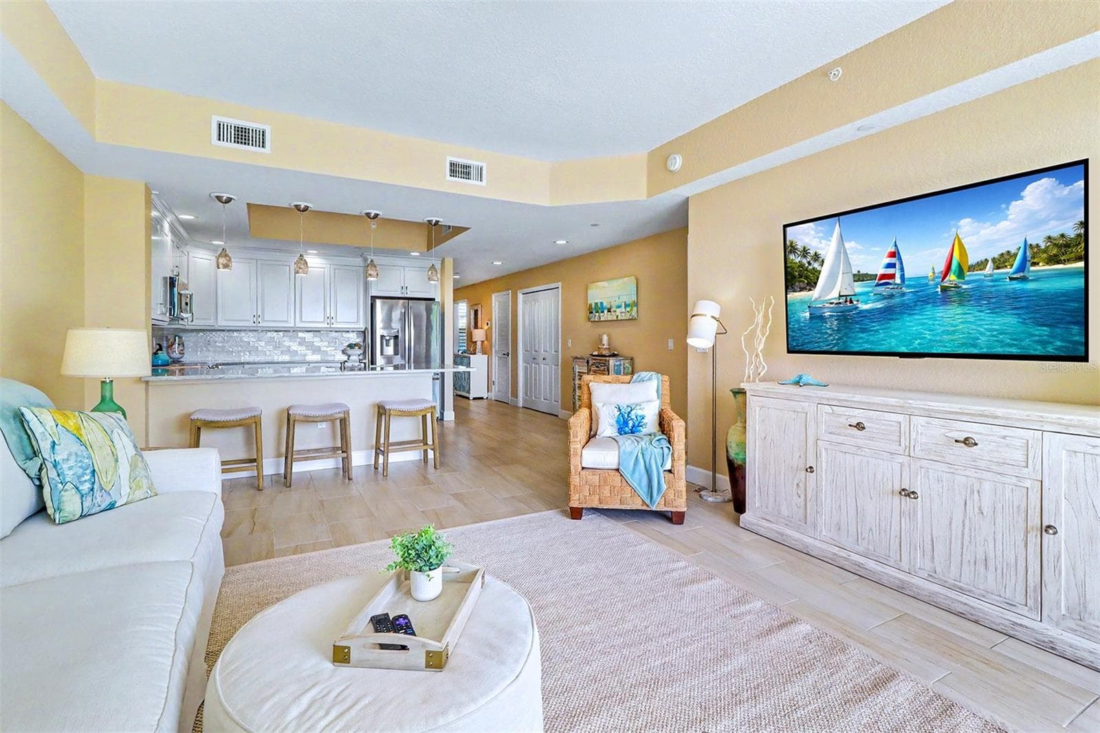 .. INTERIOR PHOTO LOOKING IN FROM BALCONY.. - 19519 GULF BLVD #202, INDIAN SHORES