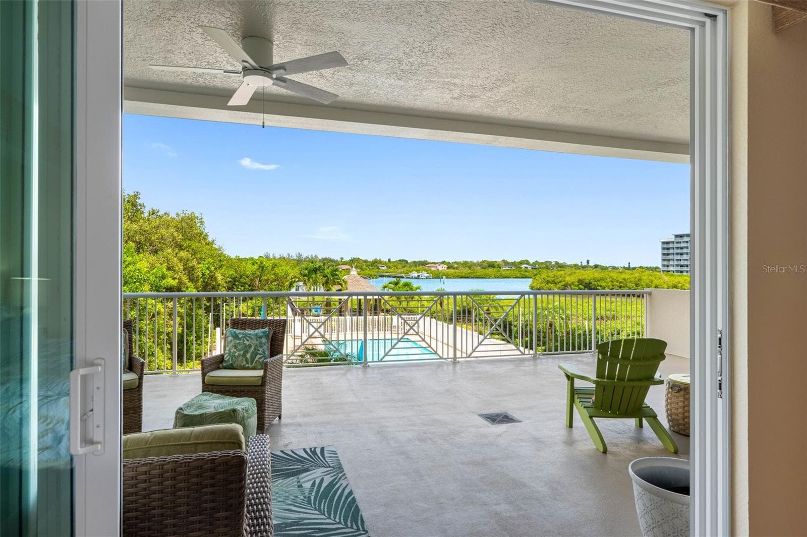 .. MASTER BEDROOM VIEW. Photo #2 with View from Residence 202 Master Bedroom of 30' X 20' Terrace. - 19519 GULF BLVD #202, INDIAN SHORES