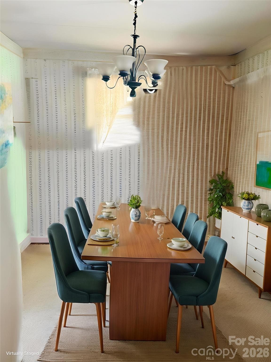 Virtually Staged Dining Room - 4410 Birkdale Drive, Charlotte