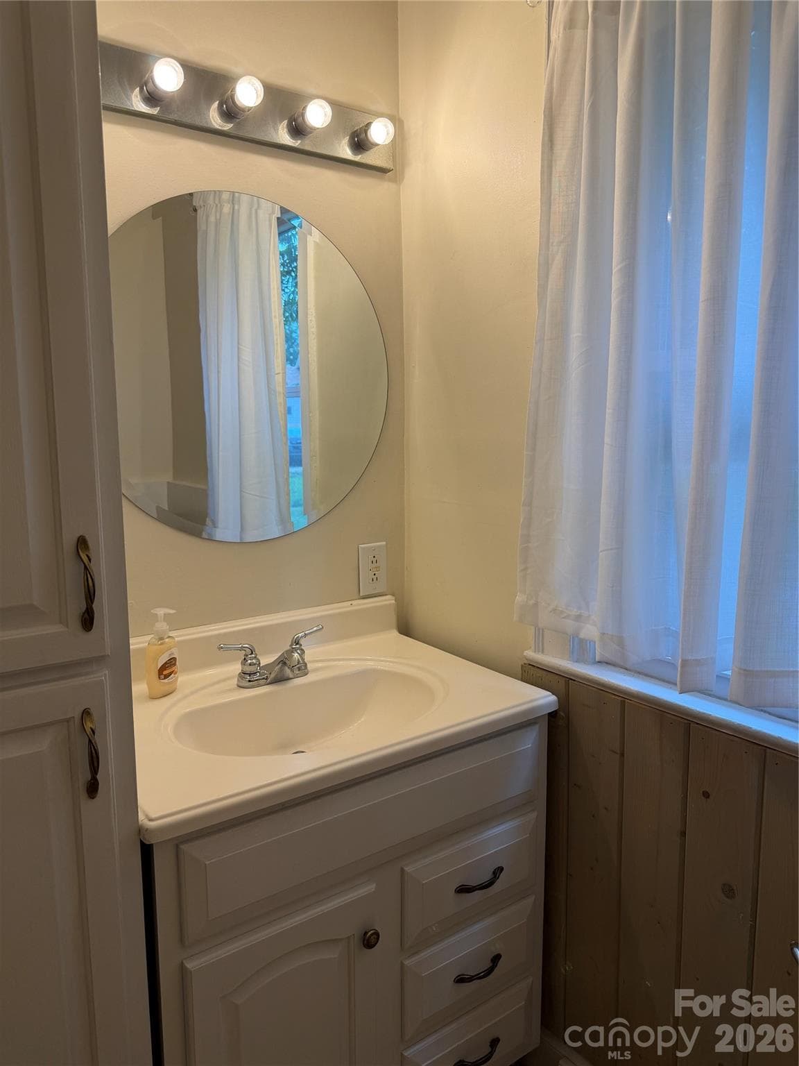 Single-sink vanity and generous storage cabinet. - 612 Ballard Street, Chester