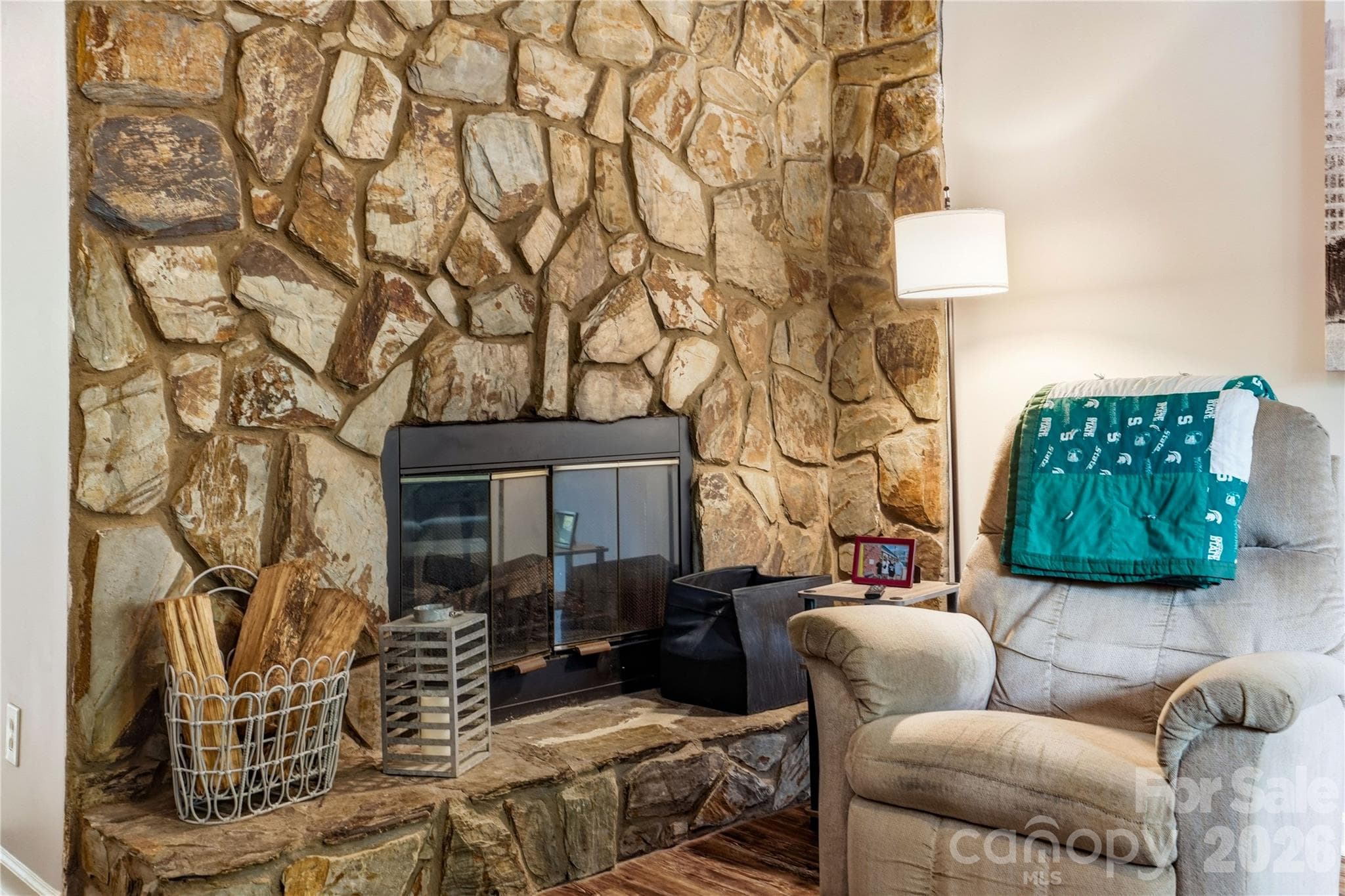 Stone fireplace for those chilly evenings - 6355 Windsor Gate Lane, Charlotte