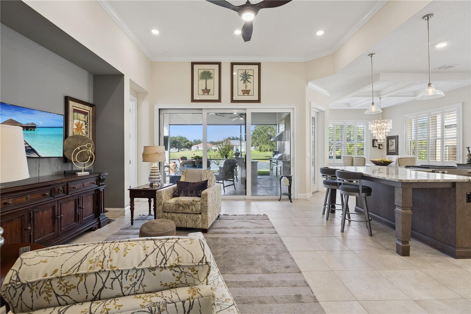 Living room-Kitchen-Dining room - 9219 SAN JOSE BLVD, HOWEY IN THE HILLS