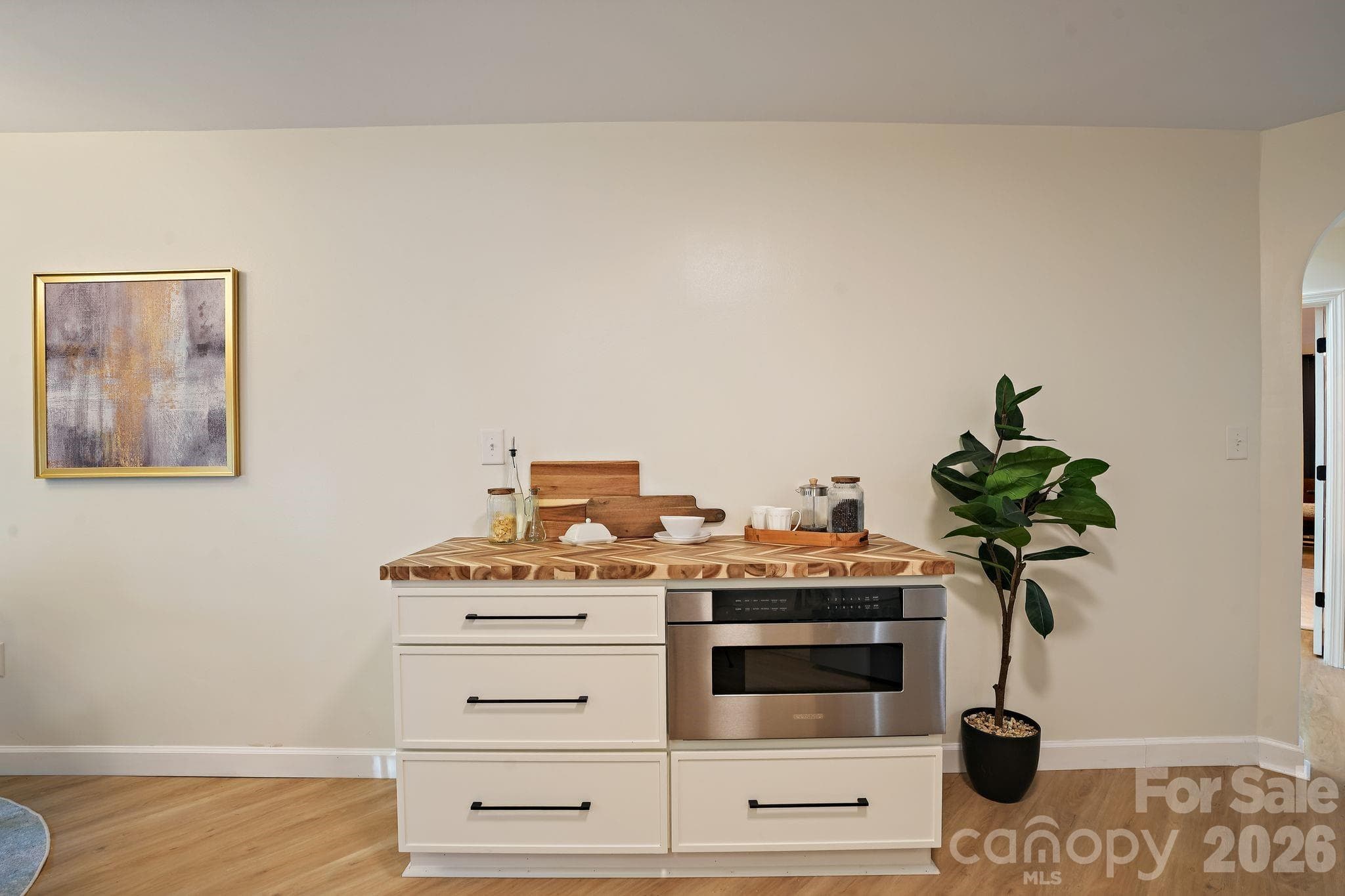 Butcher Block Accent Counter with Drawer Microwave - 6301 Saddlebrook Court, Charlotte