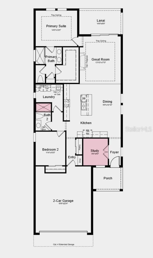 Floor Plan -  Additional Highlights Include: extended flooring into the primary suite, 8' interior doors, and all appliances included - 26613 DOVE DR, PUNTA GORDA