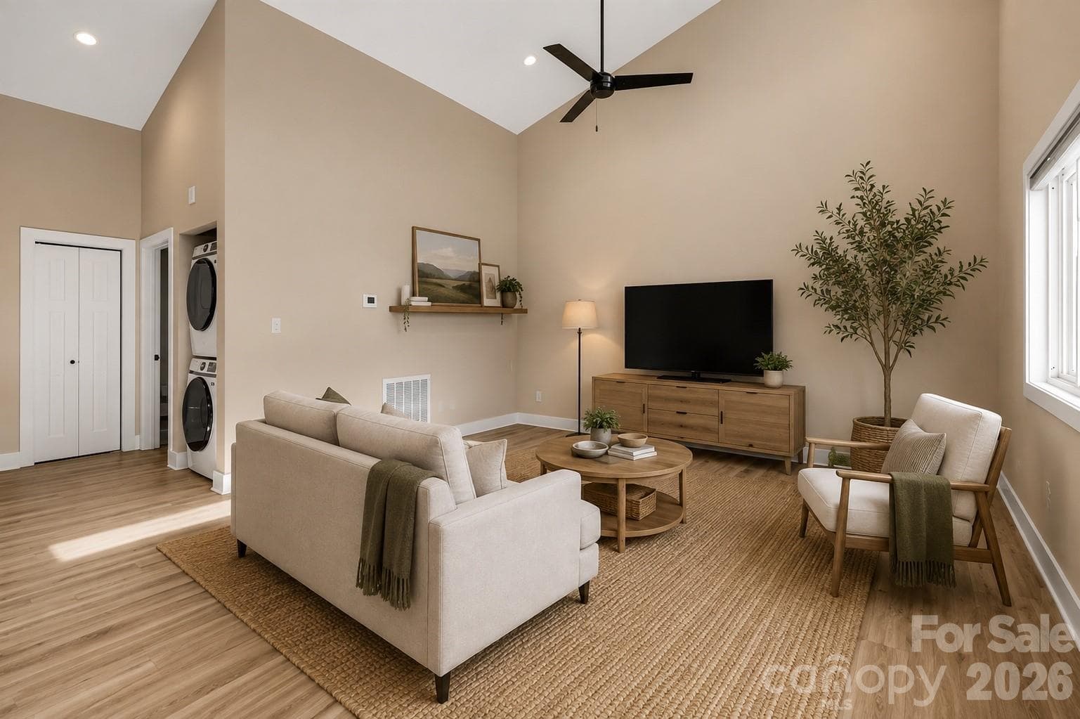 virtually staged living room - 207 Hanover Street, Asheville