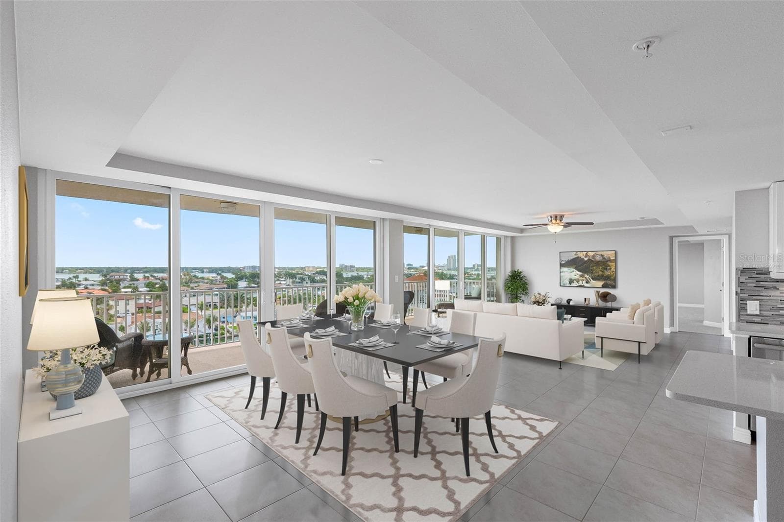 Open Concept Dining & Living Virtually Staged - 223 ISLAND WAY #7F, CLEARWATER BEACH