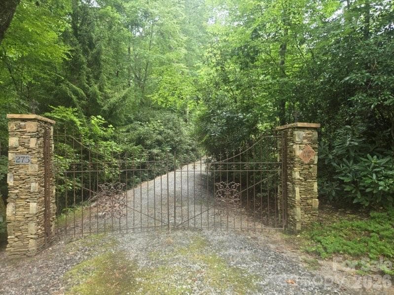 Stone Columns and Decorative Iron Front Gate at the street Hubbard Hollow! - 275 Hubbard Hollow Road, Rosman