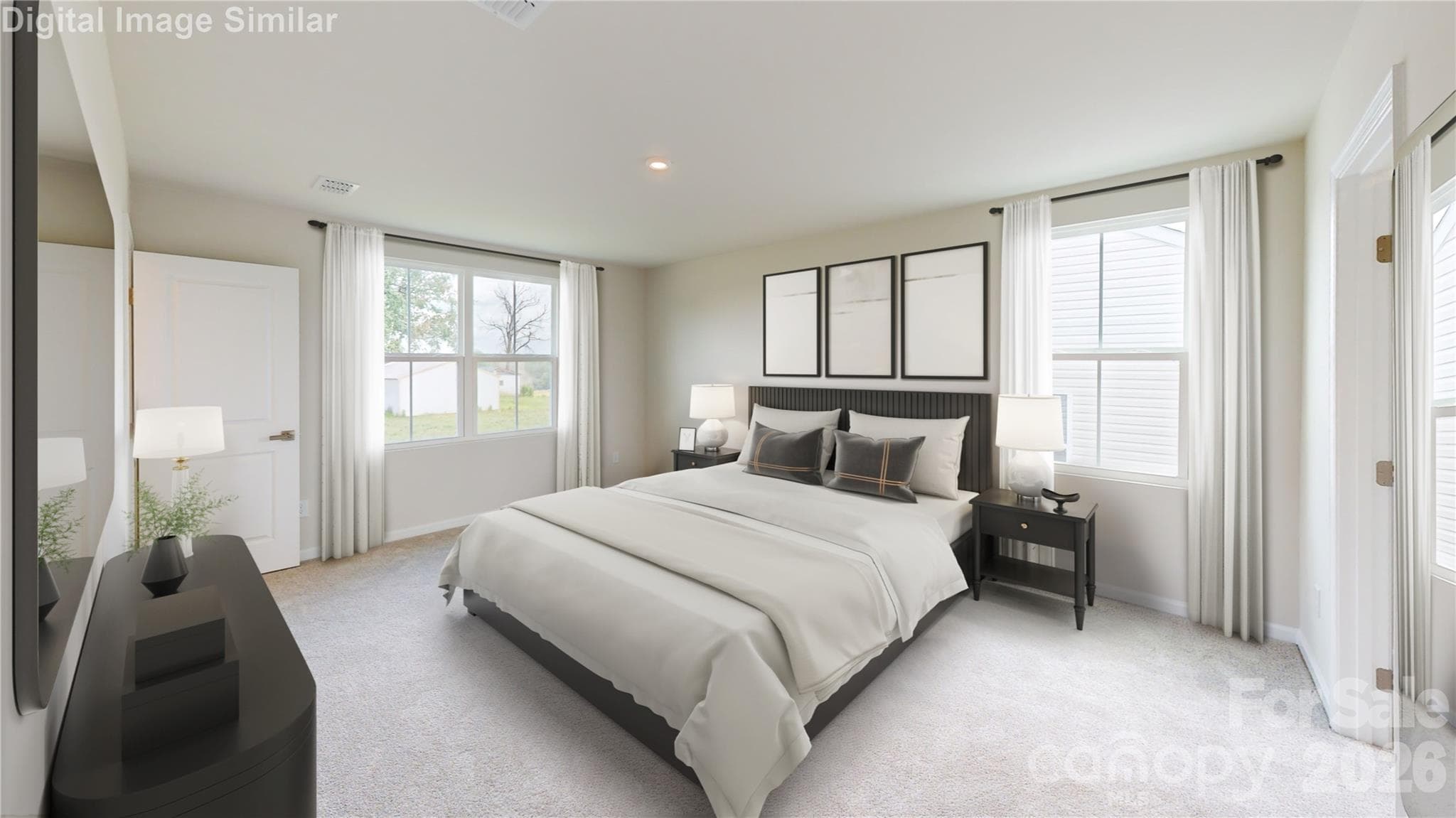 Welcome to your private oasis! Sun-drenched windows, generous space, and a dreamy walk-in closet — this bedroom is all about comfort and calm with a touch of luxury! - Charlotte