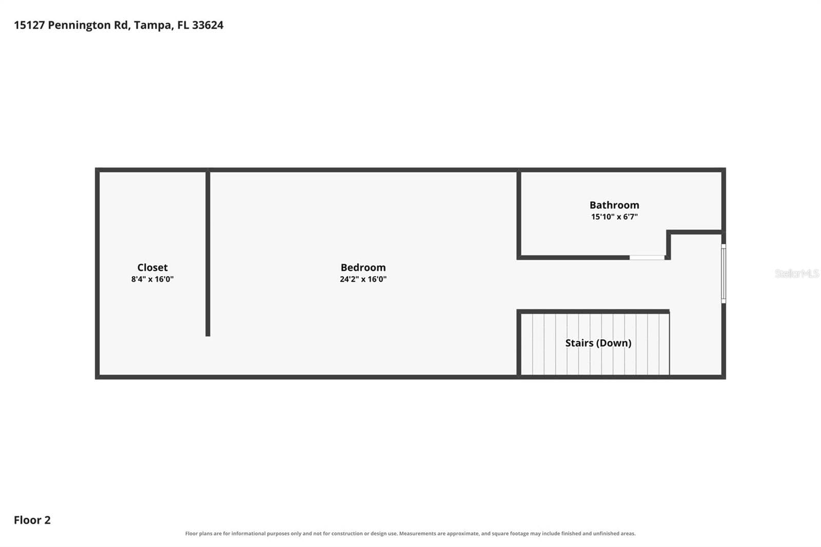 Second floor bonus suite with measurements - 15127 PENNINGTON RD, TAMPA
