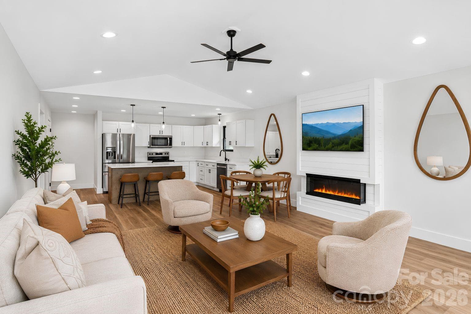 Virtually staged living room. - Mars Hill