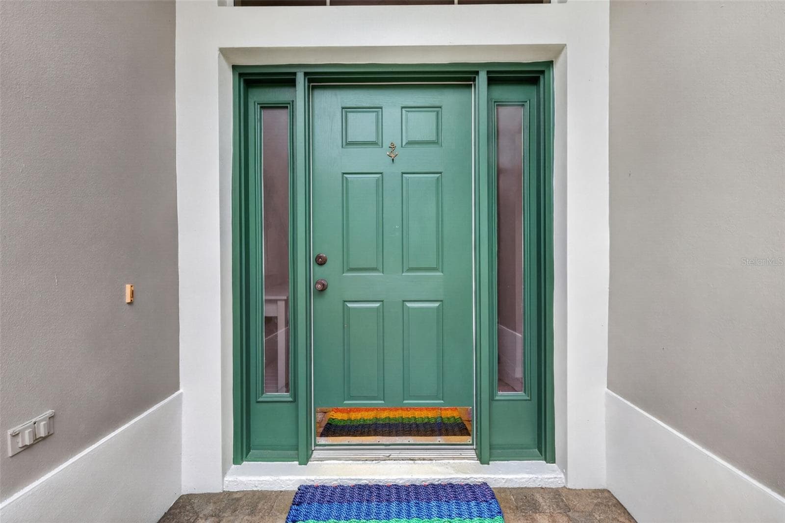 Front door with side lites and transom window - 1218 CAMERO DR, LADY LAKE