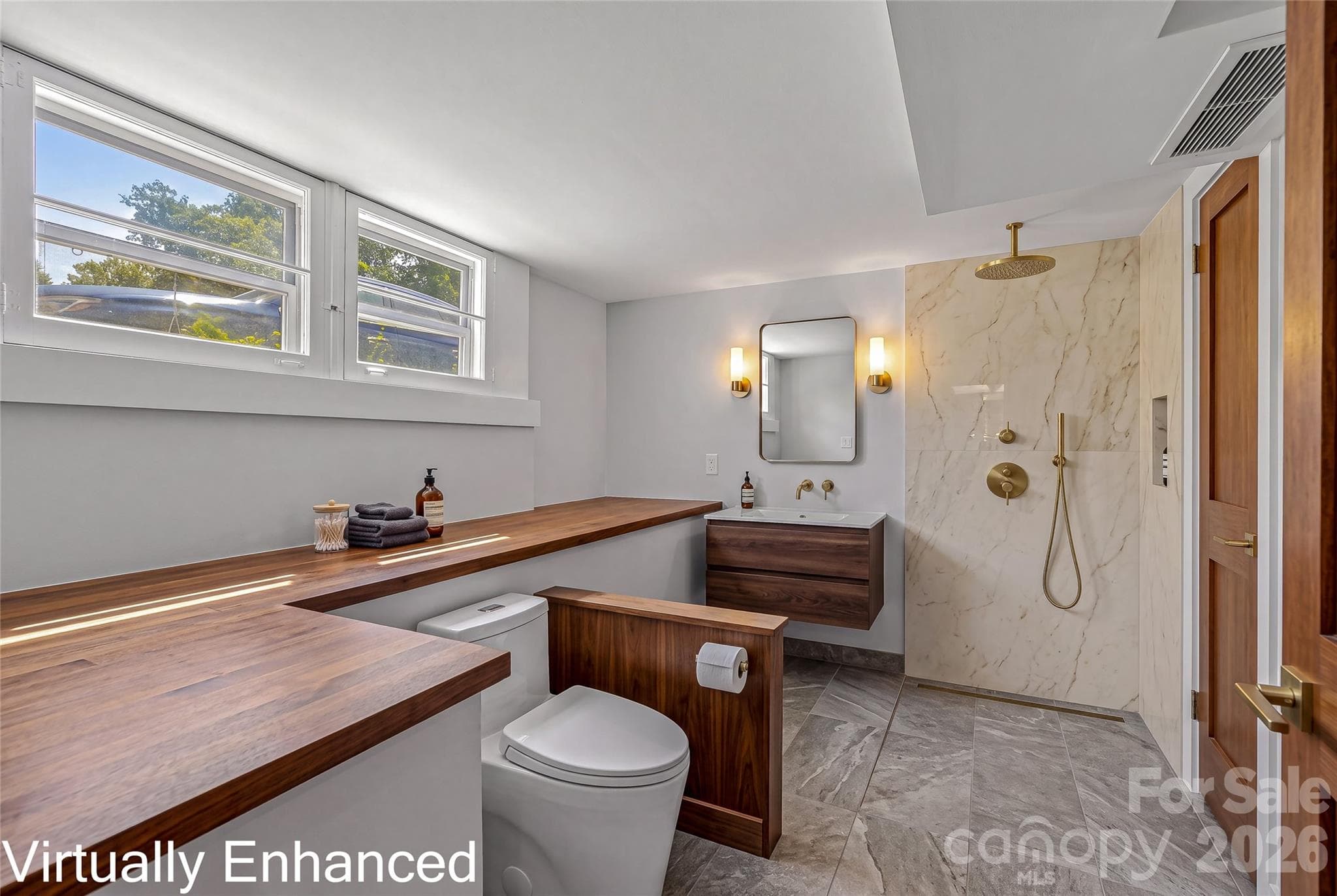 Basement Bathroom: Virtually enhanced as a vision or remodel visual to show possibilities in the space. virtually presented in this photo. - 10 Springdale Road, Asheville