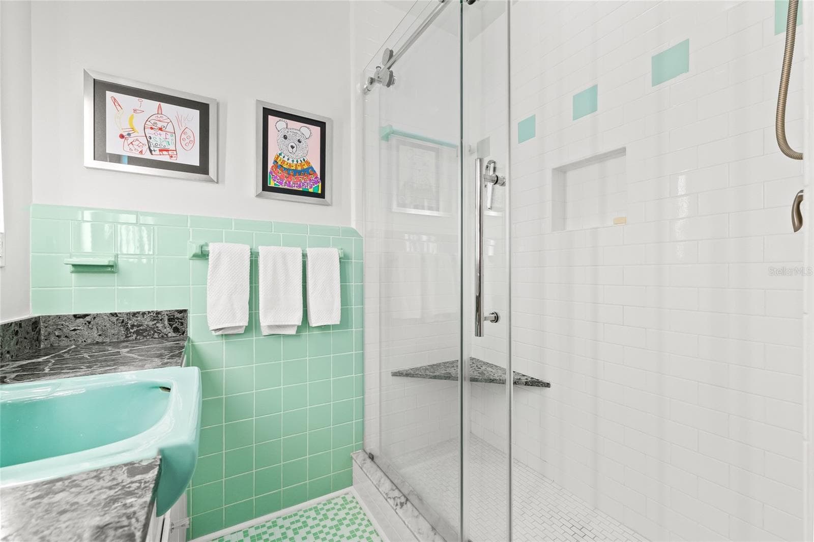 Stand-up shower with glass door. - 1012 N SHORE DR NE #14, ST PETERSBURG