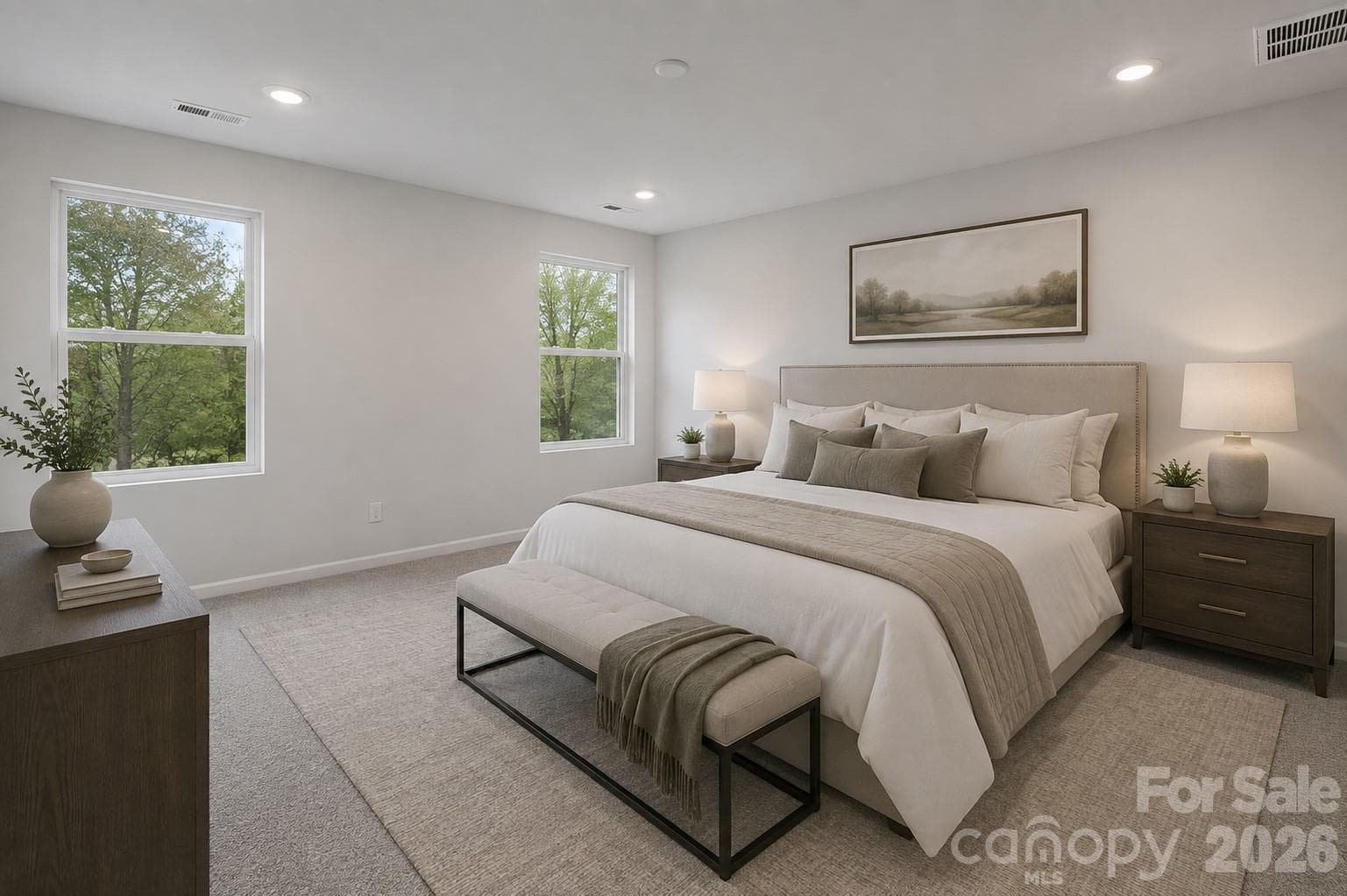 Master Bedroom Virtually Staged - 532 Bond Street, Statesville