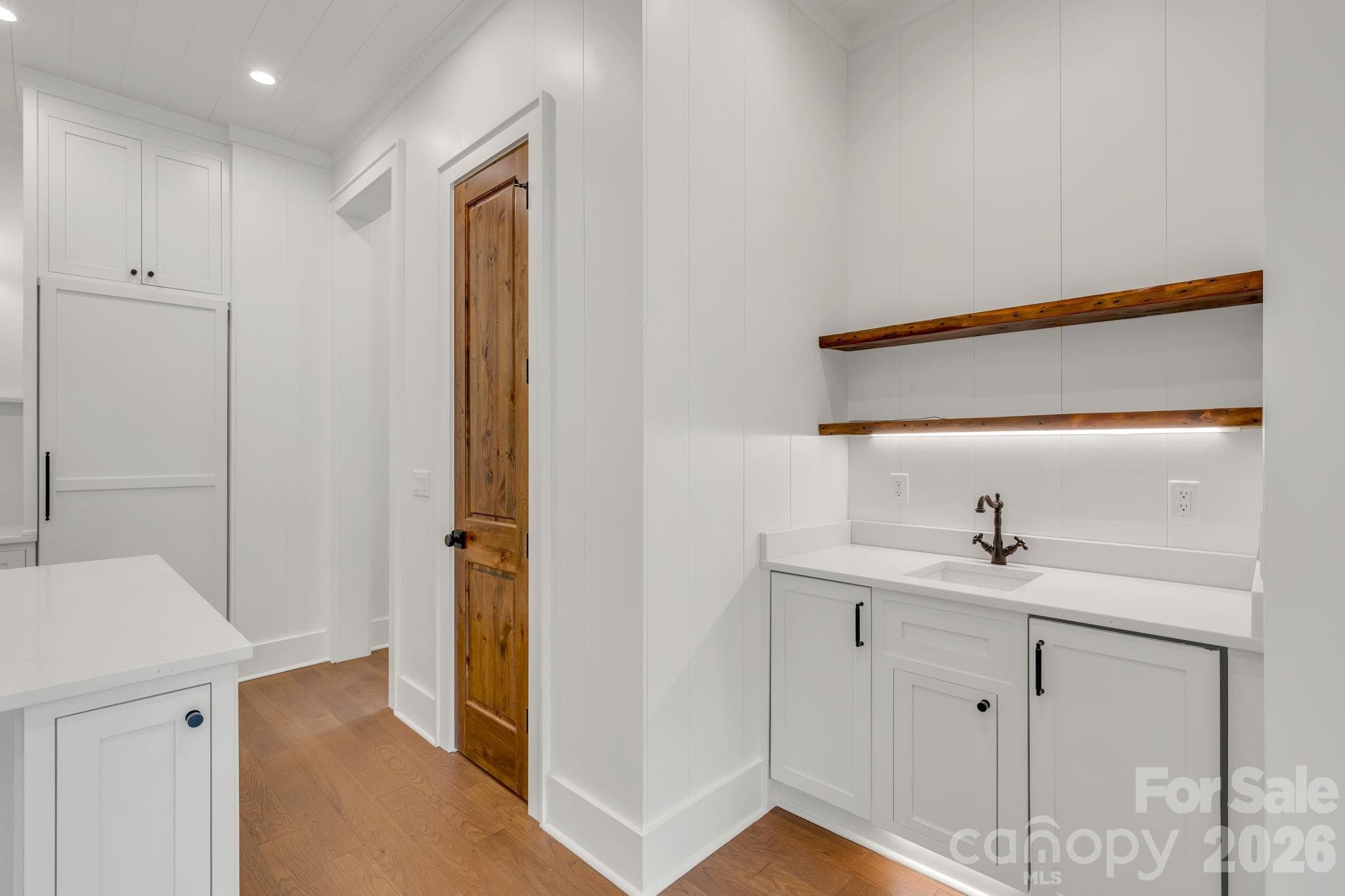 wet bar off main level living- reclaimed mantels from Green Park Inn! - 253 Old Boone Road, Blowing Rock