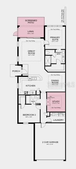 Floor Plan - Additional Highlights Include: extended screened patio, tray ceiling package, pre-plumb for future laundry sink, and 8' interior doors - 13308 SANTINI CIR, ENGLEWOOD