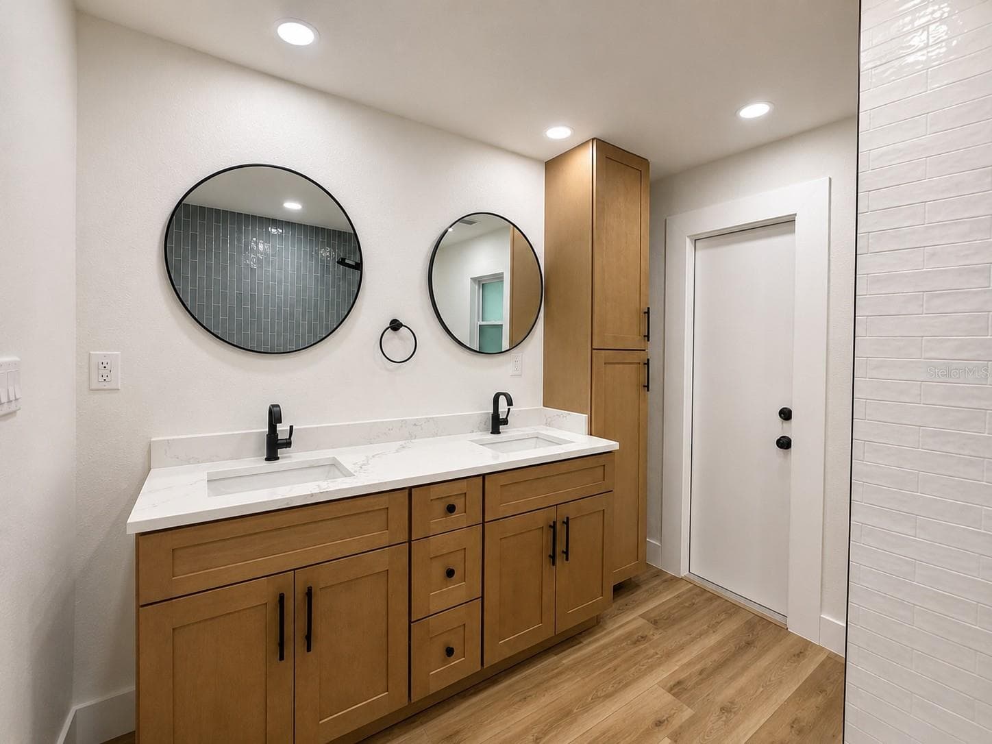 Primary vanity with Linen closet for storage - 958 ORANGE AVE, OVIEDO