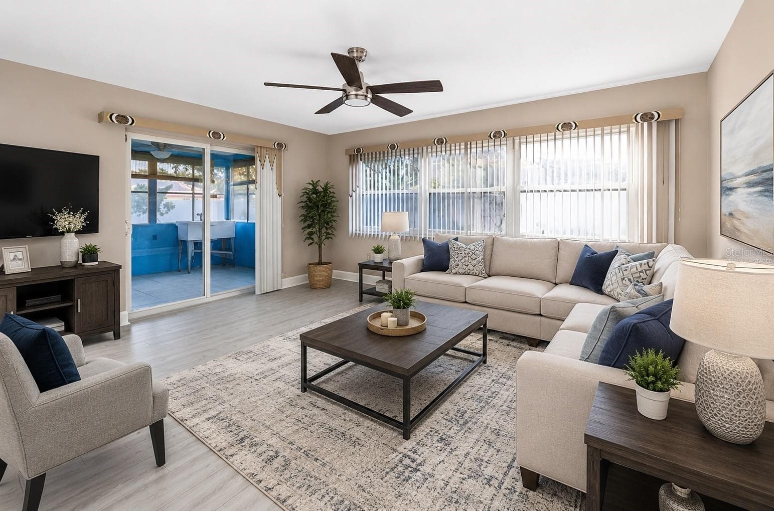 Virtually staged Family Living - 1929 VALENCIA WAY, CLEARWATER