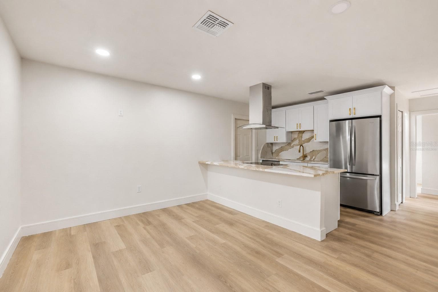 Virtually staged – Kitchen / Living (Stainless appliances included) - 5532 6TH AVE N, ST PETERSBURG
