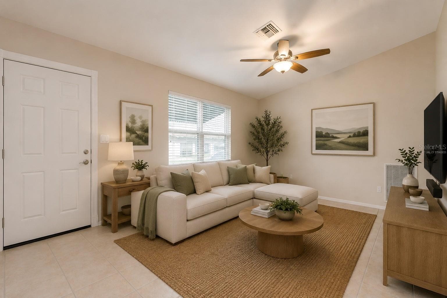 entry way / living room (virtually staged) - 8811 MARTINIQUE LN, PORT RICHEY