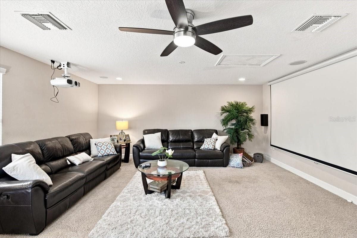 Giant Upstairs Room Currently Being Used as a Movie Room (there is a closet in this room) - 4508 GRAND LAKESIDE DR E, PALM HARBOR