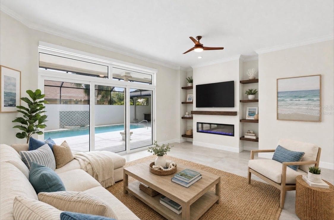 Virtually Staged - Living Room - 309 S STONE BRIAR CREEK DR, VENICE