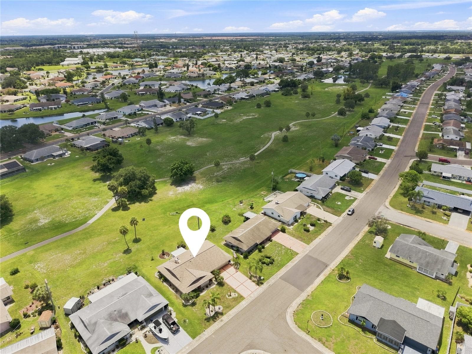 Aerial, Newer Roof 2022, Open Green Space - 1405 HACIENDA DR, SUN CITY CENTER