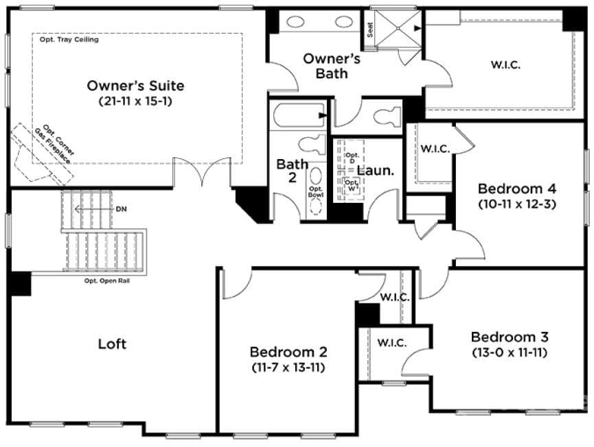 Stonefield Floorplan - Second Floor of Home Under Construction for Reference Only. - 3026 Grandiose Drive, Indian Trail