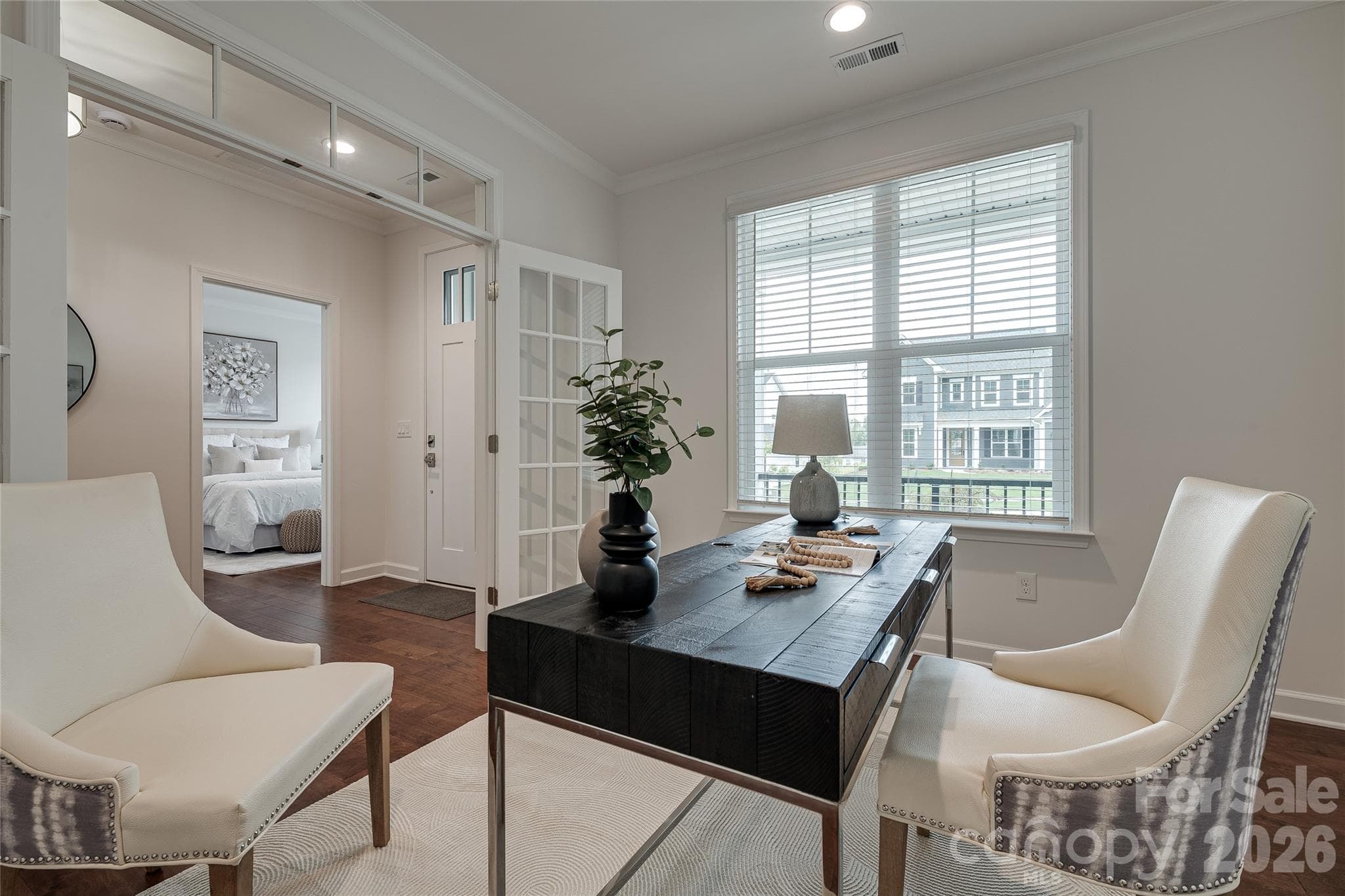 Upgrade of a transom and French doors added style to this Flex Space off the foyer. - 2566 NW Red Hill Street, Concord
