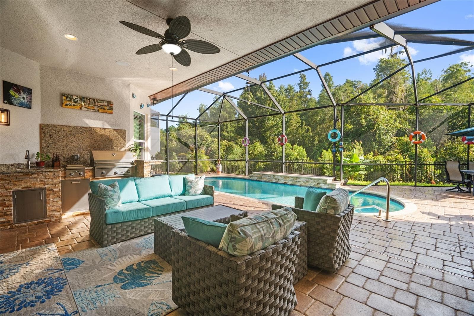 Extended lanai| Outdoor kitchen - 30581 IVY FORGE CT, WESLEY CHAPEL