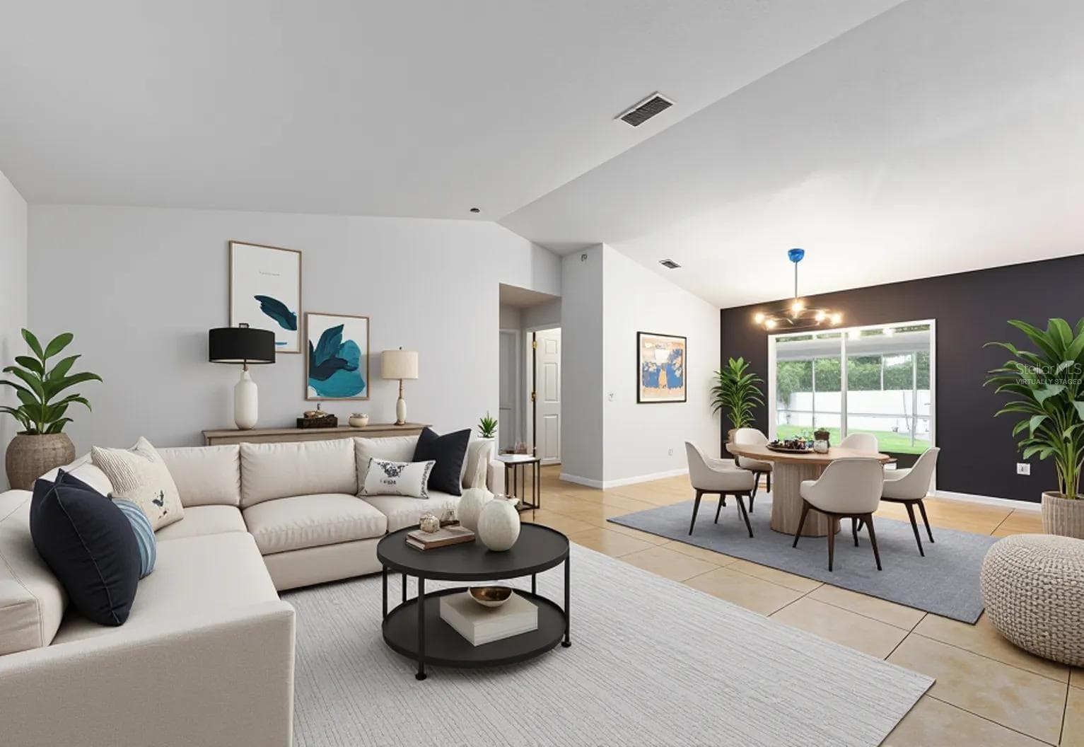 Living and dining room virtually staged - 8457 BRISTOL AVE, NORTH PORT