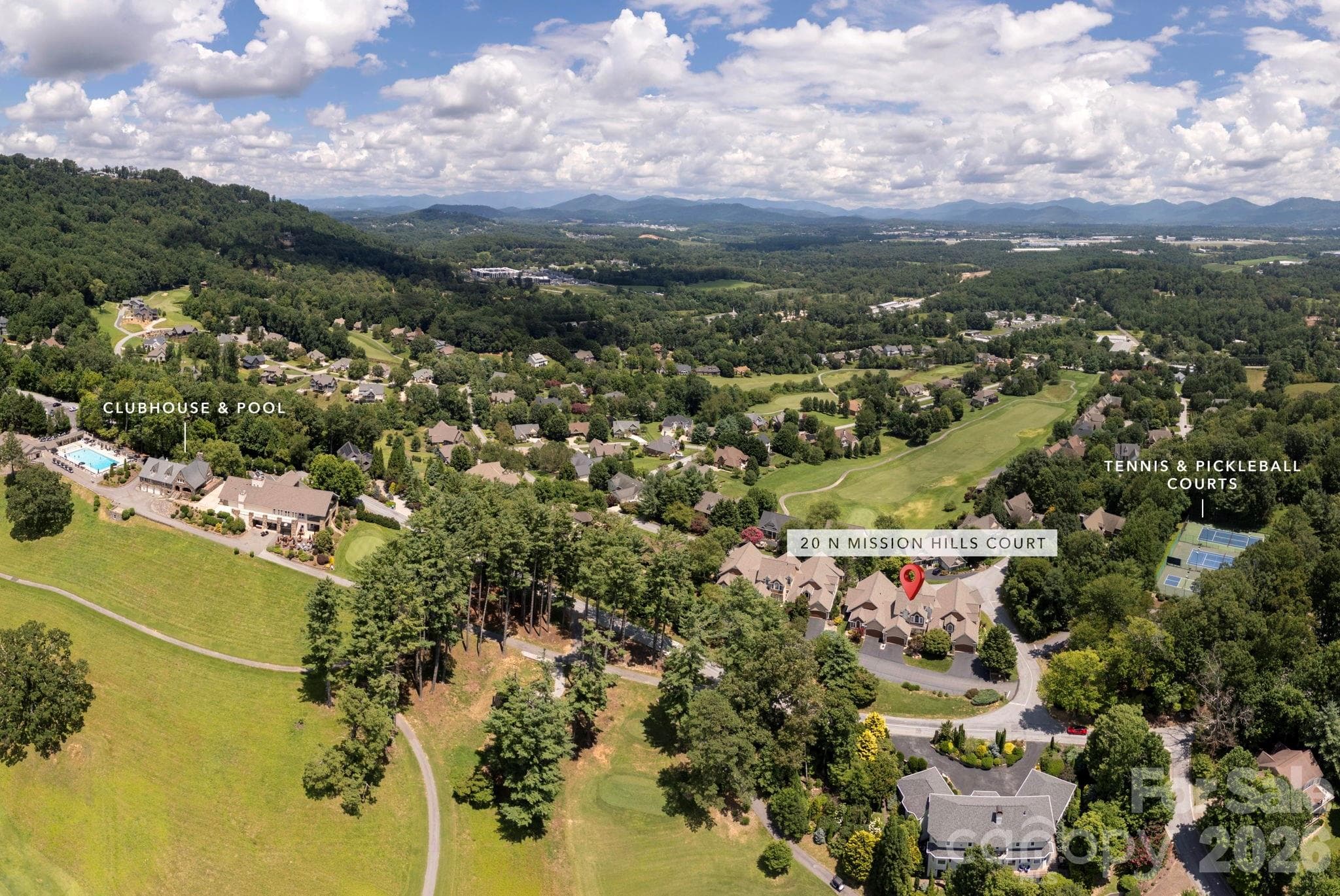 NE View with Chestnut Mountain Golf Club House and Facilities - 20 N Mission Hills Court, Mills River