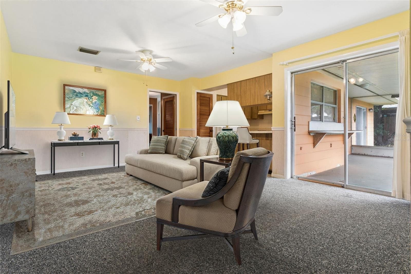 family room virtually staged - 5004 S HESPERIDES ST, TAMPA