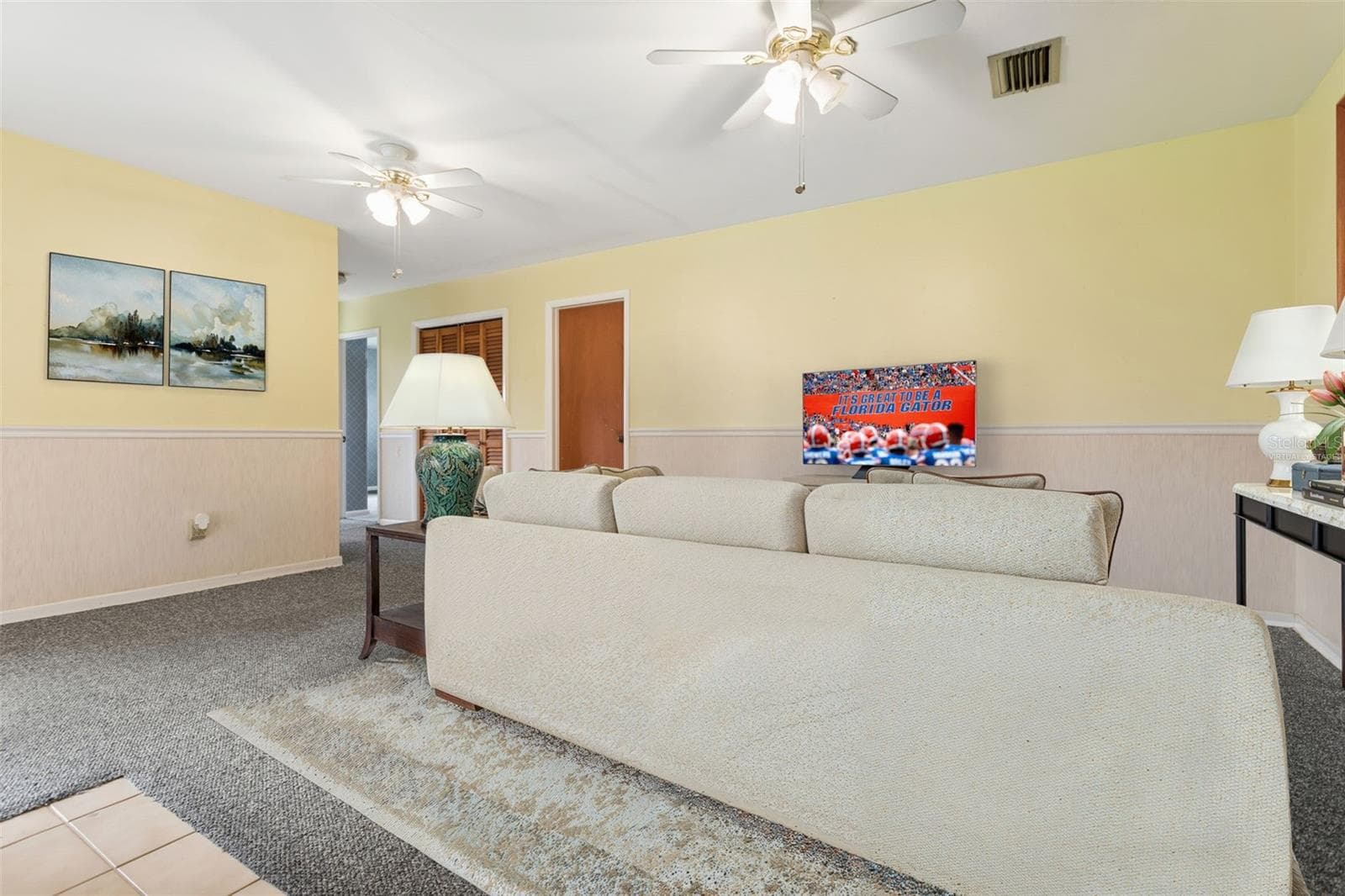 family room virtually staged - 5004 S HESPERIDES ST, TAMPA