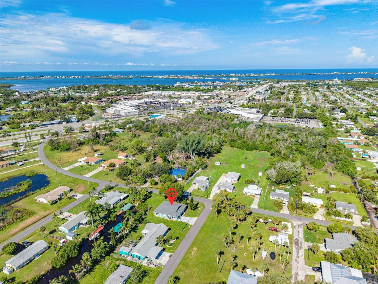 Aerial View Highlighting Gulf Access Location - 1005 ALSTON LN, ENGLEWOOD