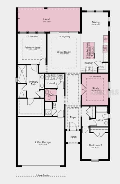 Floor Plan ~ Additional Highlights Include: tray ceiling package, 8' doors throughout, outdoor kitchen rough-in plumbing, whole house impact windows, sealed garage floor - 7649 MOONBEAM AVE, SARASOTA