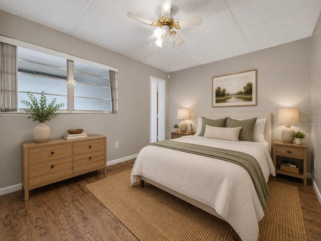 Virtually staged master bedroom - alternate view - 6015 19TH ST N #215, ST PETERSBURG