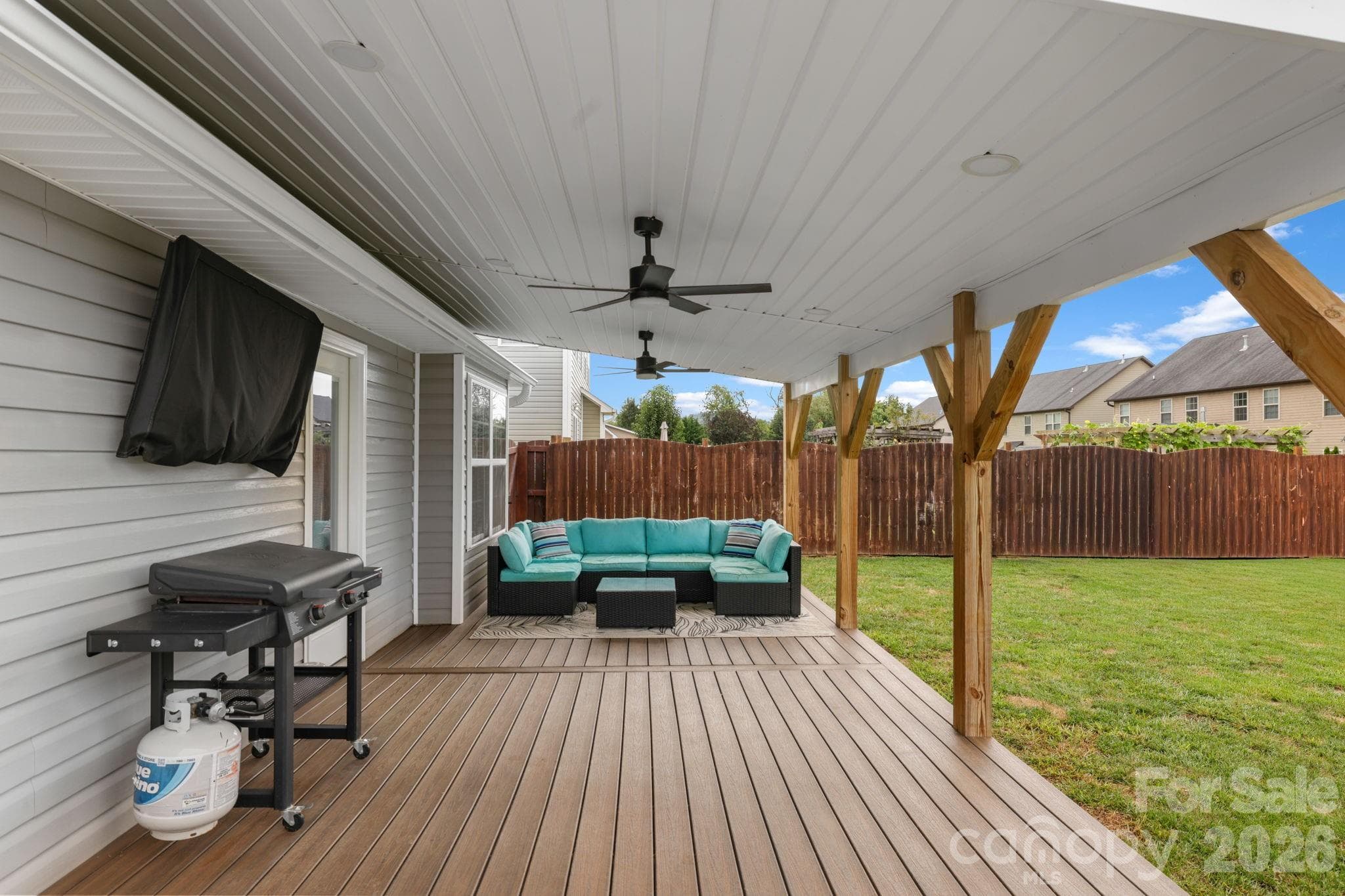 Back deck is perfect for hanging out - 38 E Swift Creek Road, Fletcher