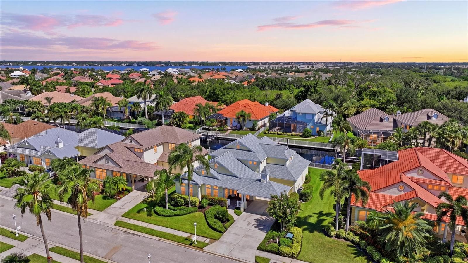 Dusk Aerial - 4747 PINNACLE DR, BRADENTON